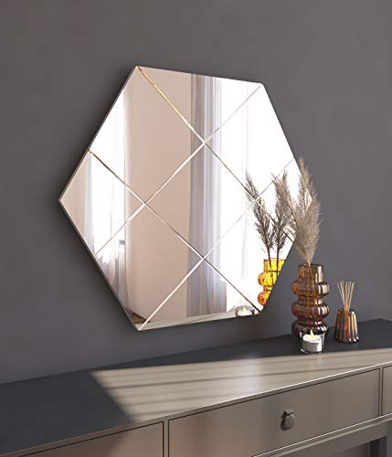 moebel17 5668 Assa Spiegel Wandspiegel Badspiegel Flurspiegel Kosmetikspiegel, Rahmenlos in Karodesign, Transparent, modern, 70 x 60 x 2,2 cm von moebel17