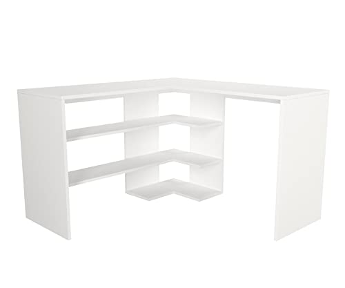 moebel17 7020 Stylo Eckschreibtisch, Schreibtisch, Computertisch, Arbeitstisch Laptoptisch, PC Tisch Weiß, Wandmontage, mit Ablage, 120 x 73,8 x 45 cm von moebel17