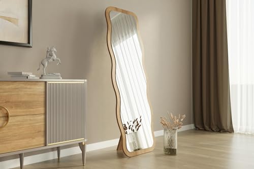moebel17 Arol Standspiegel Spiegel Wandspiegel Badspiegel Flurspiegel Kosmetikspiegel, Holzwerkstoff,wellig, modern, 160 x 50 x 2,2 cm OS (Beige) von moebel17