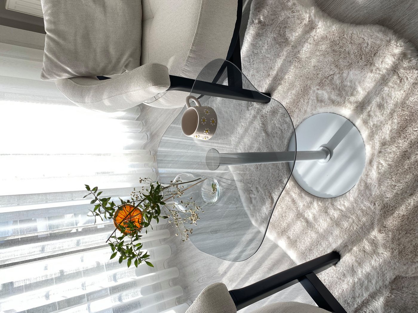 moebel17 Beistelltisch Beistelltisch Royale mit Weißfuß und Rauchglasplatte von moebel17