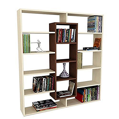 moebel17 Bücherregal, Regal, Wandregal, Standregal, Aktenregal, Aufbewahrungsregal, Regal für Wohnzimmer I Ahornbraun - Venghe I 125 x 135 x 22 cm I Ample 0677 von moebel17