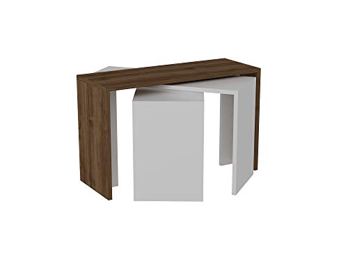 moebel17 Couchtisch Beistelltisch Wohnzimmertisch Sofatisch Kaffeetisch, Möbelstück für Wohnzimmer I Cango 3405 I Weiß Walnuss I 80 x 29,5 x 45 cm I 3er Set von moebel17