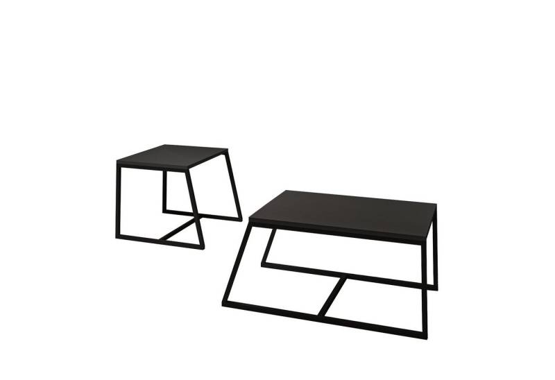 moebel17 Couchtisch Couchtisch 2er Set Between Anthrazit mit Metall Fü, moderner Couchtisch Set in Anthrazit Schwarz mit Gestell aus Metall von moebel17