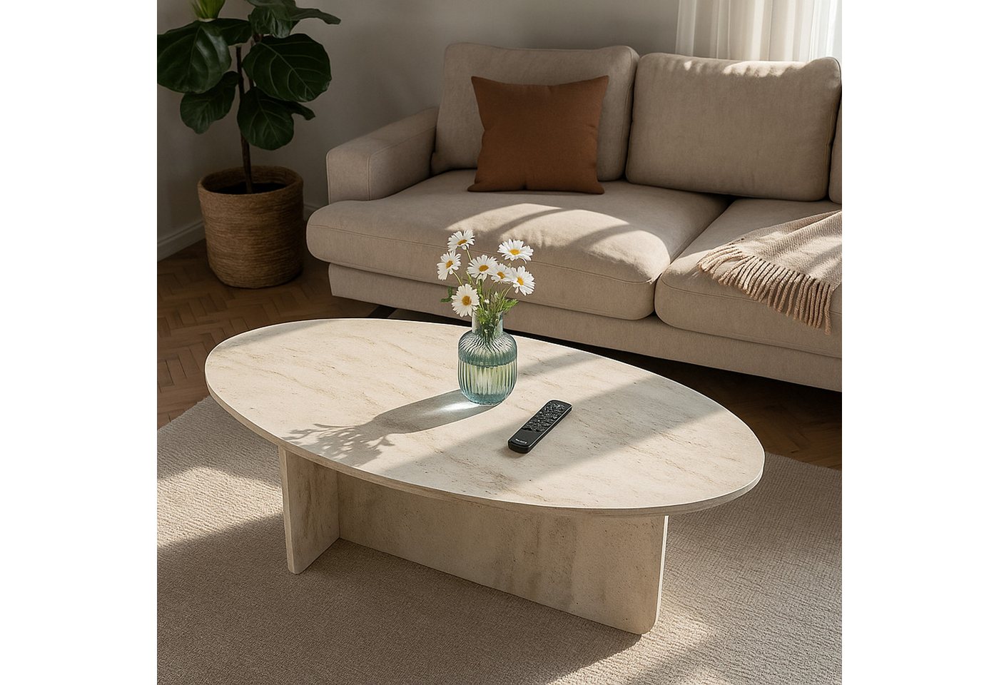 moebel17 Couchtisch Couchtisch Luminous Beige Grau Granitoptik 120x60 cm, Mit Granitoptik von moebel17