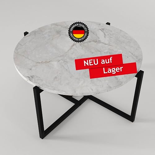 moebel17 Couchtisch Noce Marmor Optik mit Gestell aus Metall Beistelltisch Wohnzimmertisch Sofatisch Kaffeetisch, Möbelstück für Wohnzimmer I Weiß Marmor Optik 73 x 36 x 73 cm, 9451 von moebel17