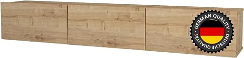 moebel17 Damla TV Lowboard hängend, Eiche Saphir, Holz, grifflose Türen viel Stauraum,Board für Wohnzimmer,Hängeboard Designerstück,180 x 29,5 x 29,5 cm, 9925 (Eiche Saphir) von moebel17