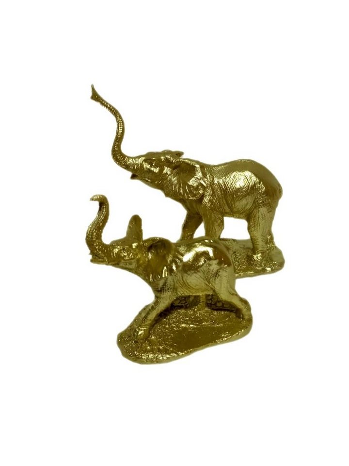 moebel17 Dekofigur Skulptur Elefant 2er Set Gold, Dekofigur aus Polyresin von moebel17