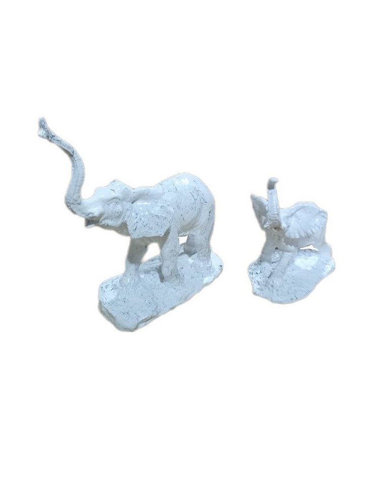 moebel17 Dekofigur Skulptur Elefant 2er Set Weiß Marmoroptik, Dekofigur aus Polyresin von moebel17