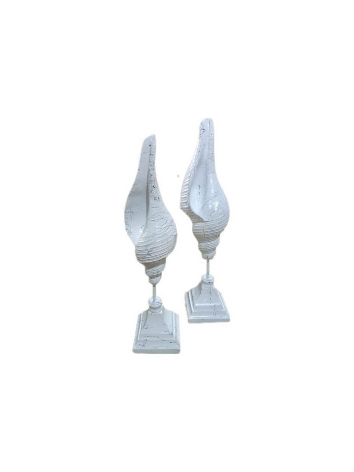 moebel17 Dekofigur Skulptur Muschel 2er Set Weiß Marmoroptik, Dekofigur aus Polyresin von moebel17