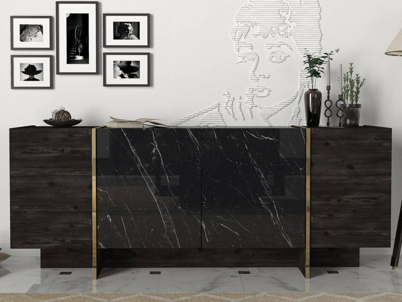 moebel17 Kommode Sideboard Veyron Rebab Braun Dunkelgrau (Marmor O von moebel17