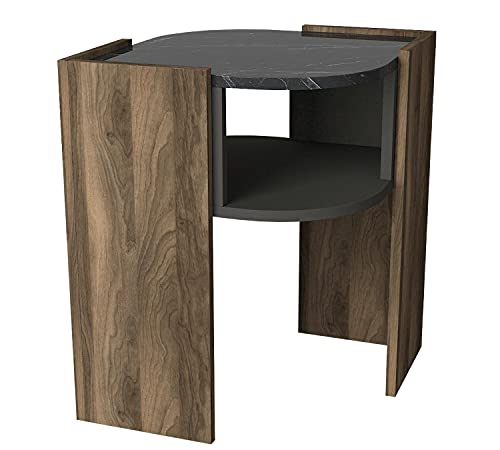 moebel17 Marbel Beistelltisch Sofatisch Kaffeetisch Tisch fürs Wohnzimmer, Holz, Braun mit Marmor Optik, glänzende Tischplatte, Ablagefach, zusätzlicher Stauraum, Designertisch, 22 x 60 x 22 cm 6078 von moebel17