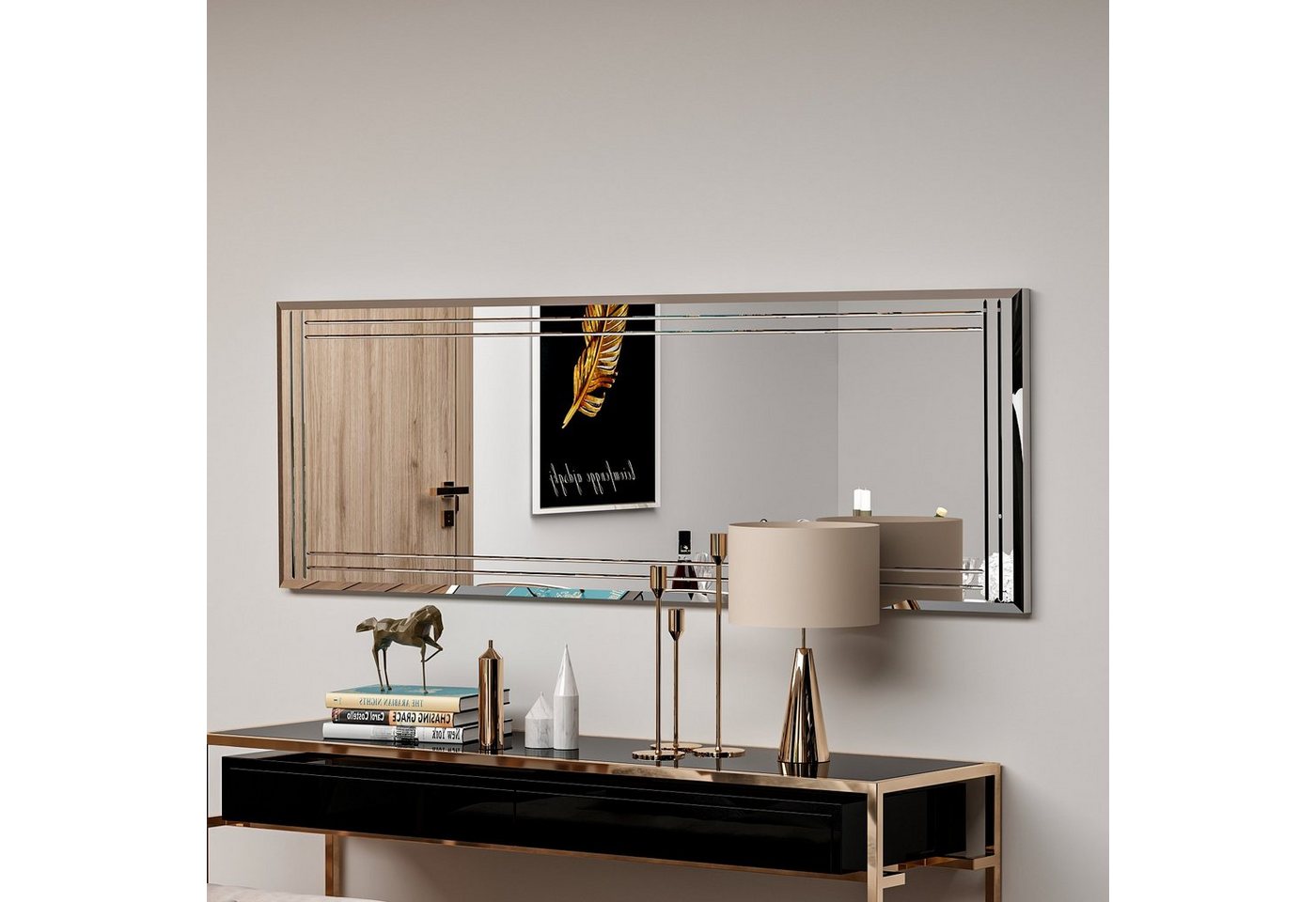 moebel17 Spiegel Spiegel Buhem 40x120cm (Einzelmöbel, 1-St., Wandspiegel ohne Rahmen), Modern, rahmenlos, Muster im Glas, pflegeleicht von moebel17