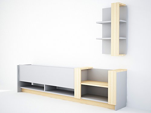 moebel17 TV Board Lowboard Fernsehtisch FernsehHängeschrank Sideboard, Fernseh Hängeschrank Tisch für Wohnzimmer I Weiß I Kazablanka 4866 I 181,8 x 29,5 x 45 cm von moebel17