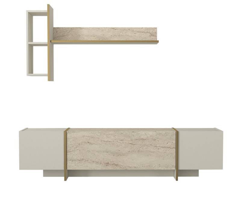 moebel17 TV-Wand Wohnwand in Beige mit Granit Optik, Mit Granit Optik von moebel17