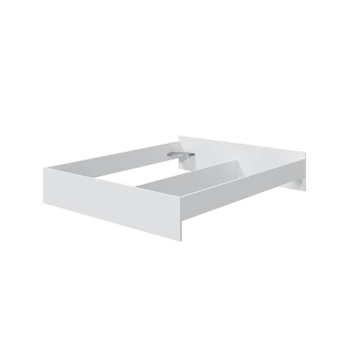 Bettgestell >ETHNA< Liegefläche 160x190cm, modernes Design, Artik Weiß, mit ABS-Bodenschutzpads & stabilen Metallwinkeln, Made in Spain, zerlegt geliefert, 180 kg belastbar, 166x39x196 (BxHxT) von möbelando
