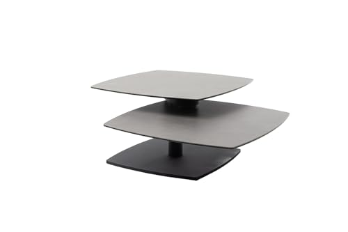 Couchtisch >SUSAKI< quadratisch 74x74 cm, Glas-Keramik auf Sicherheitsglas, Metallgestell schwarz matt, Moderne Optik, Wohnzimmer Tisch, stabil, zerlegt geliefert, 10 kg belastbar von möbelando