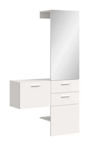 Garderoben-Set >Vaga< in weiß Melamin 2 Schubkästen Vollauszug Garderobe, Flur, Diele 2-teilige Garderobenkombination, bestehend aus: 1x Garderobenschrank, 1x Garderobenpaneel 104x190x36 (BxHxT) von möbelando