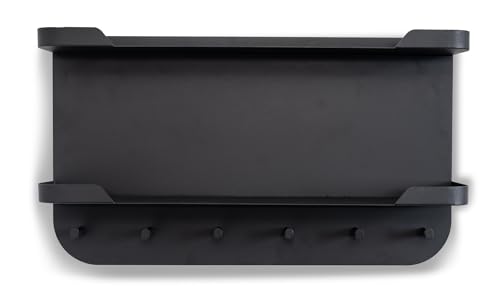 Garderobenleiste >Jil 2< modern, mit 6 Haken & 2 Ablagen ? stabiles Metall in Anthrazit ? 70x40x12 cm ? platzsparende Wandgarderobe für Flur & Eingangsbereich von möbelando
