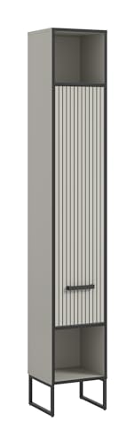 Hochschrank >Bagno< in Kaschmir Nachbildung Badezimmer, Hauswirtschaftsraum 1 Tür, 2 höhenverstellbare Einlegeböden, 2 Konstruktionsböden, 2 offene Fächer, 3 Fächer hinter der Tür 30x192x32 (BxHxT) von möbelando