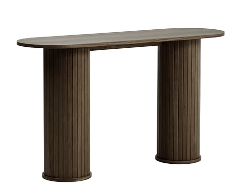 Konsolentisch >NOLA< in Eiche Smoked Naturoptik mit Lamellenfüßen ? aus MDF, 130x75x40 cm, ideal für Flur, Wohnzimmer oder Schlafzimmer, zerlegt mit Anleitung, max. 30 kg belastbar von möbelando