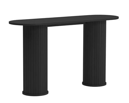 Konsolentisch >NOLA< in Eiche schwarz mit Lamellenfüßen ? aus MDF, 130x75x40 cm, ideal für Flur, Wohnzimmer oder Schlafzimmer, zerlegt mit Anleitung, max. 30 kg belastbar von möbelando