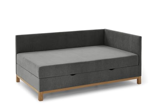 Polsterliege >Santos< Liegefläche 140x200cm, anthrazit, 7-Zonen-Taschenfederkernmatratze, Bettkästen, Massivholzfüße, glattes Kopfteil, Jugend- & Gästebett mit Komfort, Stellmaß: 147x88x207cm (BxHxT). Polsterliege >Santos< Liegefläche 140x200cm, anthrazit, 7-Zonen-Taschenfederkernmatratze, Bettkästen, Massivholzfüße, glattes Kopfteil, Jugend- & Gästebett mit Komfort, Stellmaß: 147x88x207cm (BxHxT). von möbelando
