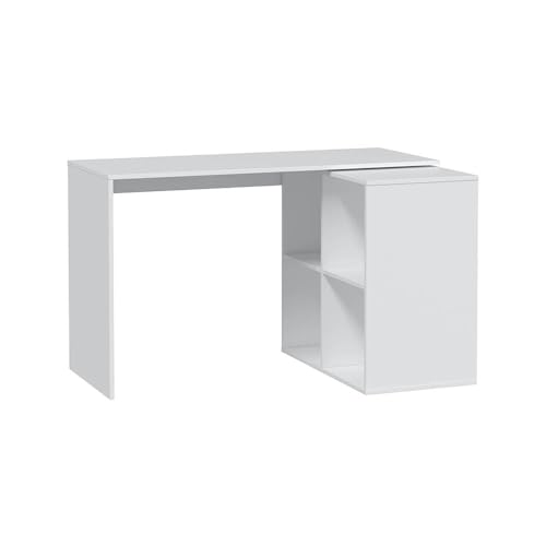 Regal-Schreibtisch >Armony< Moderner Regal-Schreibtisch in Artik Weiß, flexibel aufstellbar als Ecklösung oder gerader Tisch, mit ABS-Bodenschutz, Made in Spain, zerlegt geliefert,152x74x49 (BxHxT). von möbelando