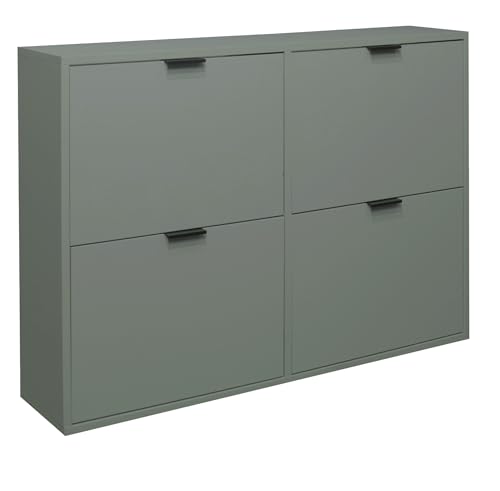 Schuhkipper >Bonnie< in Pine Green matt Lack - 120x86x25cm (BxHxT) von möbelando