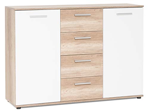 möbelando Sideboard Standschrank Anrichte Beistellschrank Highboard Kommode Jacklin I Wildeiche/Weiß von möbelando