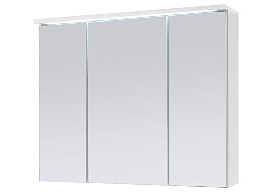 Spiegelschrank Badschrank Spiegel Badhängeschrank Badmöbel Kirkja I Weiß/Weiß 80 cm von möbelando