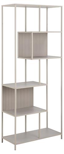 Standregal >Seaford< aus pulverbeschichtetem Stahl in Grau mit 5 Einlegeböden, 185 cm Höhe, 77 cm Breite, 35 cm Tiefe ? modernes, Robustes Metall-Holz-Regal von möbelando