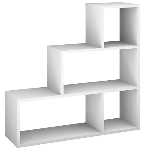 Stufenregal >Partition< mit 4 Fächern in weiß matt aus Holzwerkstoff-Dekor ? Raumteiler Partition mit 120x122x40 cm ? belastbar, pflegeleicht, Made in Germany von möbelando