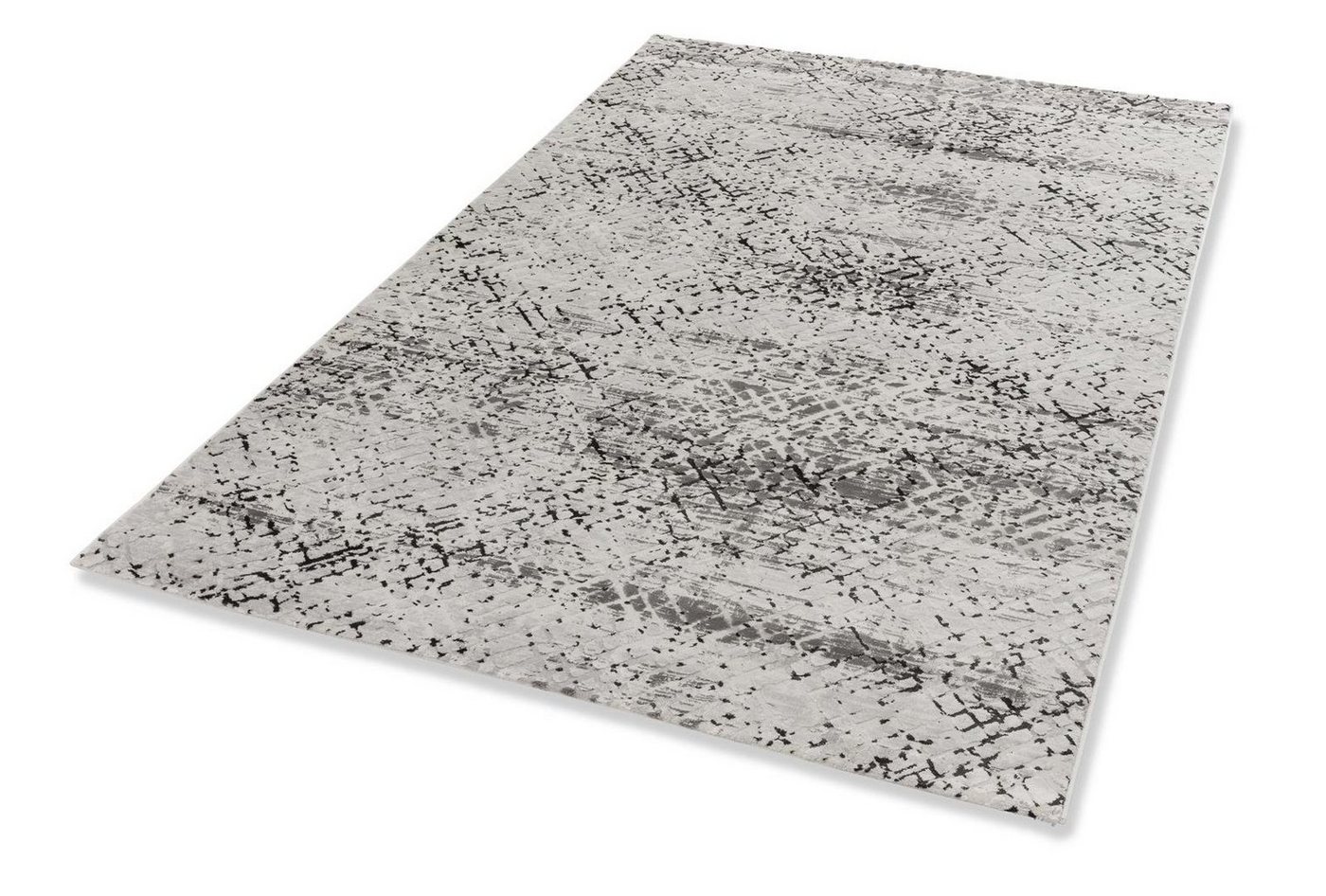 Teppich Antea, möbelando, rechteckig, rechteckig - Breite x Höhe ca. 160 cm x 0,9 cm Maschinell gewebt Indoor - schwarz/creme von möbelando