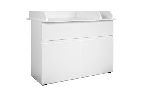 Wickelkommode >Image< in Weiß, 120x102x77 cm ? Modernes Design mit großzügigem Stauraum, 1 Schublade & 2 Türen, umbaubar zur Kommode, pflegeleicht, für Baby- & Kinderzimmer, einfach aufzubauen Wickelkommode >Image< in Weiß, 120x102x77 cm ? Modernes Design mit großzügigem Stauraum, 1 Schublade & 2 Türen, umbaubar zur Kommode, pflegeleicht, für Baby- & Kinderzimmer, einfach aufzubauen von möbelando