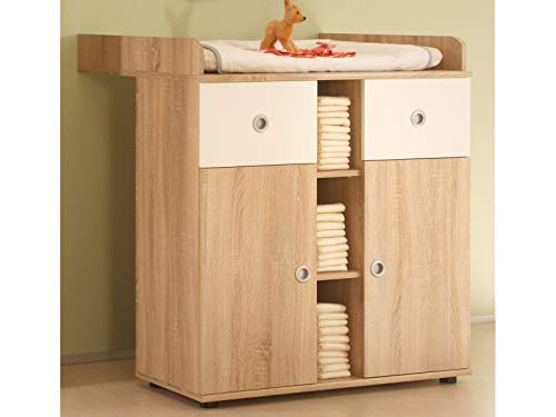 möbelando Wickelkommode Schrank Wickeltisch Kommode Wickelauflage Babyzimmer Floris I von möbelando