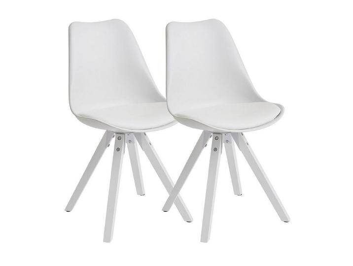 möbelando 4-Fußstuhl 2er Set Retro Esszimmerstuhl Weiß Skandinavisch, Polsterstuhl Rückenl (2er Set), 52 x 87 x 49 cm (B/H/L), weiß von möbelando