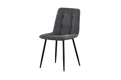 möbelando 4-Fußstuhl >Ponzi< im 2er-Set ? stilvoller Esszimmerstuhl in Grauer Cord-Optik mit schwarzem Gestell, bequemer Schaumstoffpolsterung und ergonomischem Sitzkomfort, 45x87x55cm (BxHxT). von möbelando