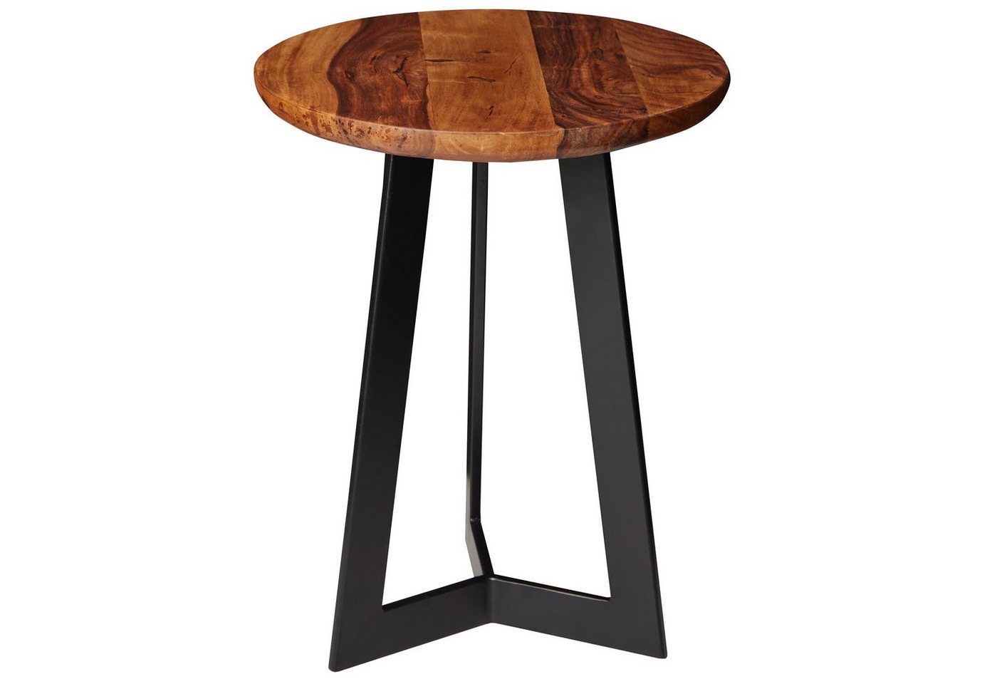 möbelando Beistelltisch Beistelltisch 35 x 45 x 35 cm WL5.664 Sheesham, Beistelltisch 35 x 45 x 35 cm WL5.664 Sheesham Holz Metall Couchtisch, Industrial Style Echtholz Hocker Wohnzimmer, Holztisch Sofatisch Metallbeine, Anstelltisch Dekotisch Rosenholz von möbelando