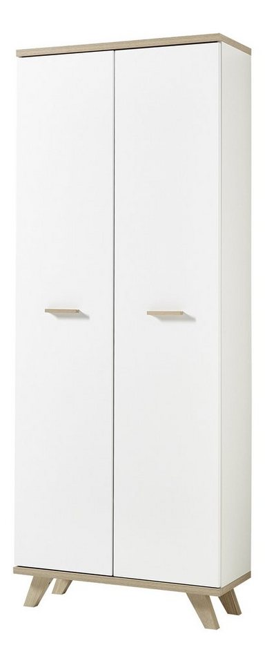 möbelando Aktenschrank 396 (BxHxT: 75x193x37 cm) in weiss, braun mit 2 Türen und 8 Einlegeböden von möbelando