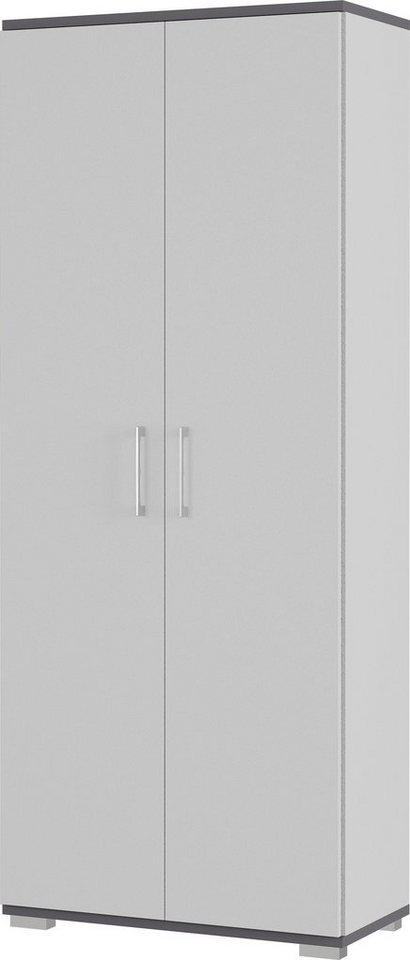 möbelando Aktenschrank 416 (BxHxT: 80x200x40 cm) in grau, anthrazit mit 2 Türen und 4 Einlegeböden von möbelando