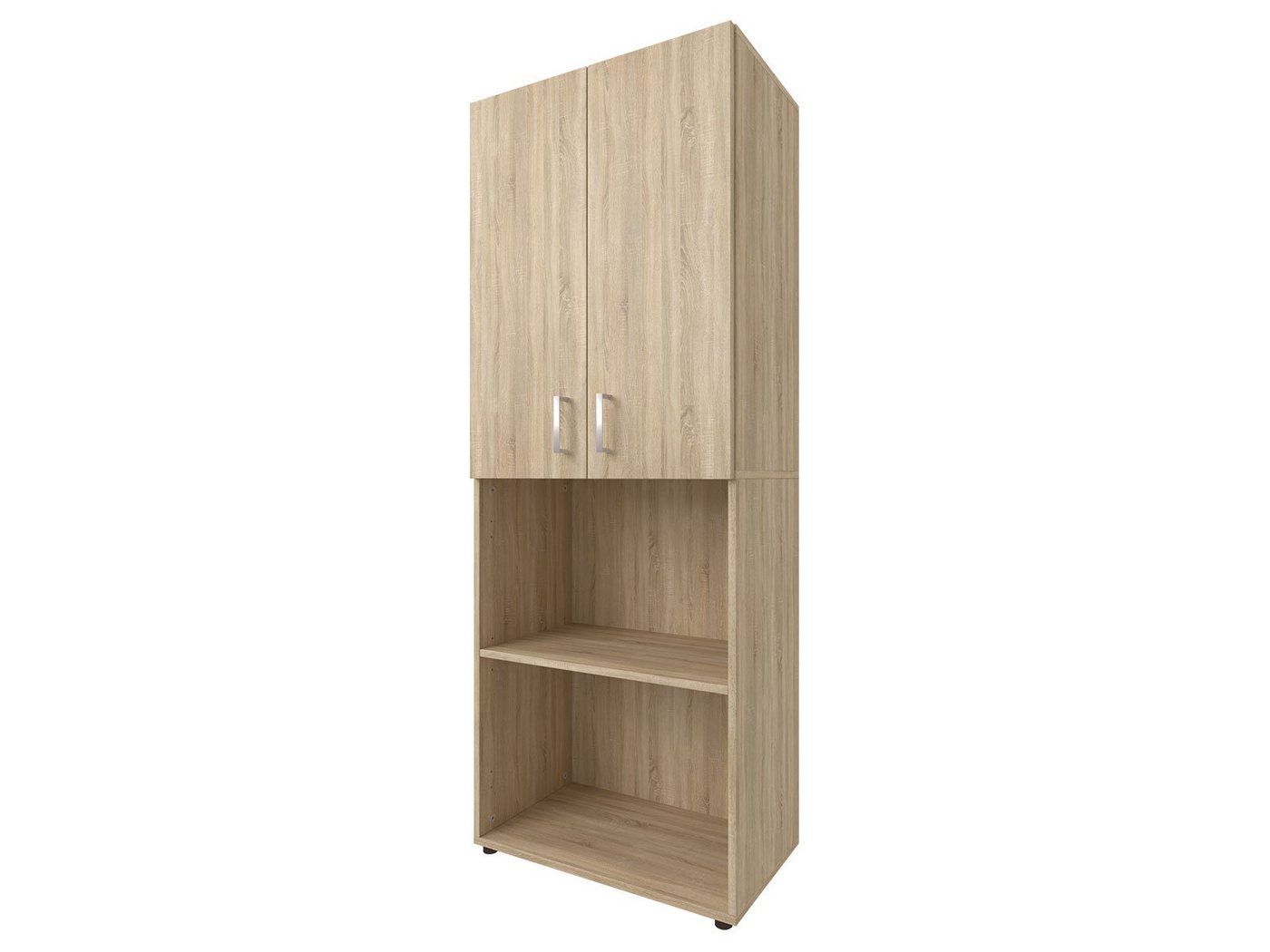 möbelando Aktenschrank Trio 22 zeitloser Beistellschrank aus Spanplatte in Sonoma/Eiche mit 2 höhenverstellbaren Einlegeböden. Breite 57 cm, Höhe 154 cm, Tiefe 34,5 cm - Made in Germany von möbelando