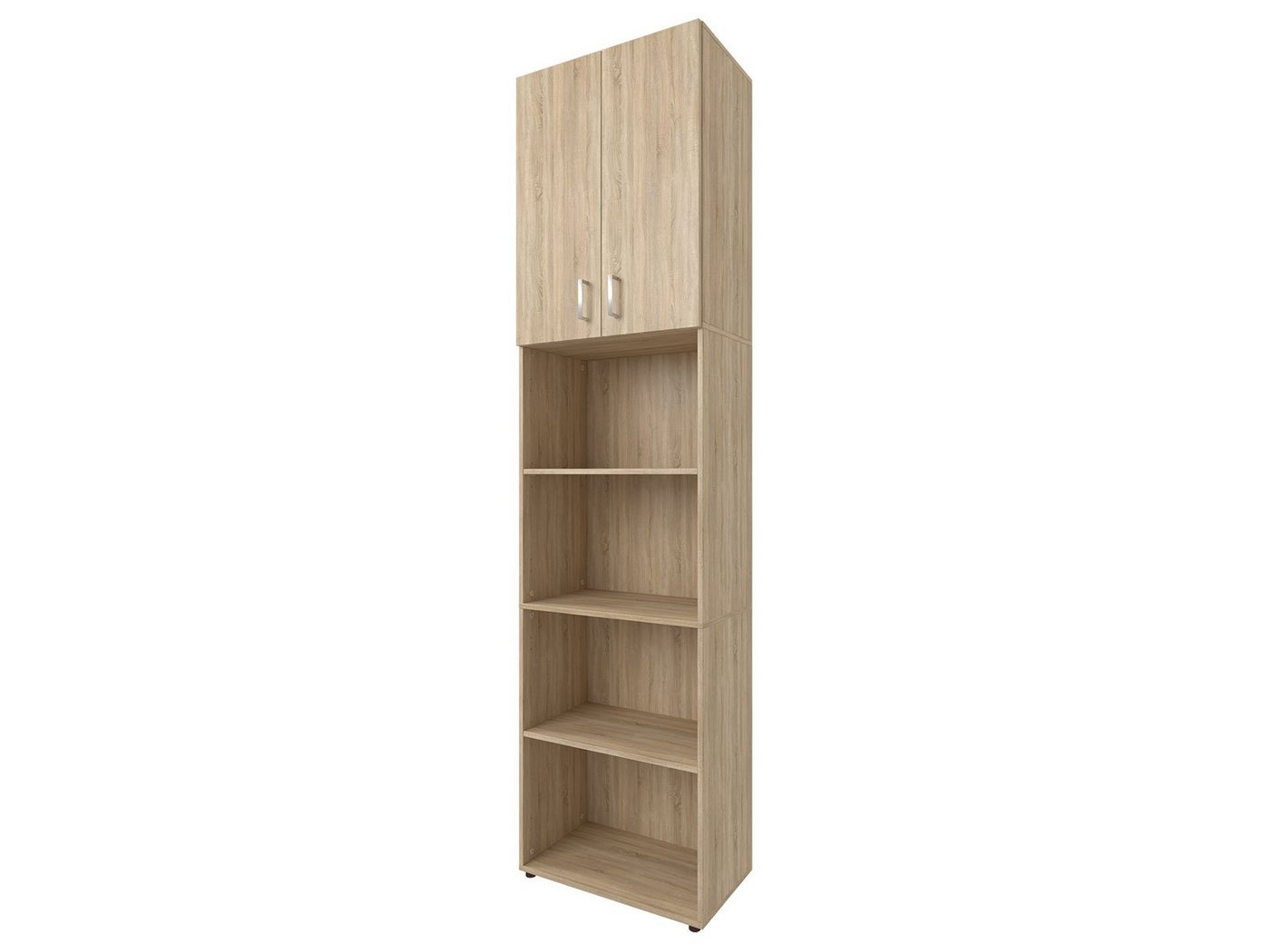 möbelando Aktenschrank Trio 24 zeitloser Beistellschrank aus Spanplatte in Sonoma/Eiche mit 3 höhenverstellbaren Einlegeböden. Breite 57 cm, Höhe 231 cm, Tiefe 34,5 cm - Made in Germany von möbelando