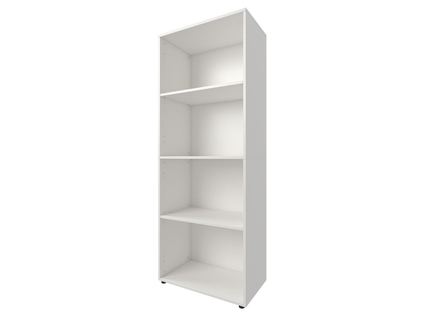 möbelando Aktenschrank Trio 4 zeitloses Regal aus Spanplatte in weiß mit 2 höhenverstellbaren Einlegeboden. Breite 57 cm, Höhe 154 cm, Tiefe 33 cm - Made in Germany von möbelando