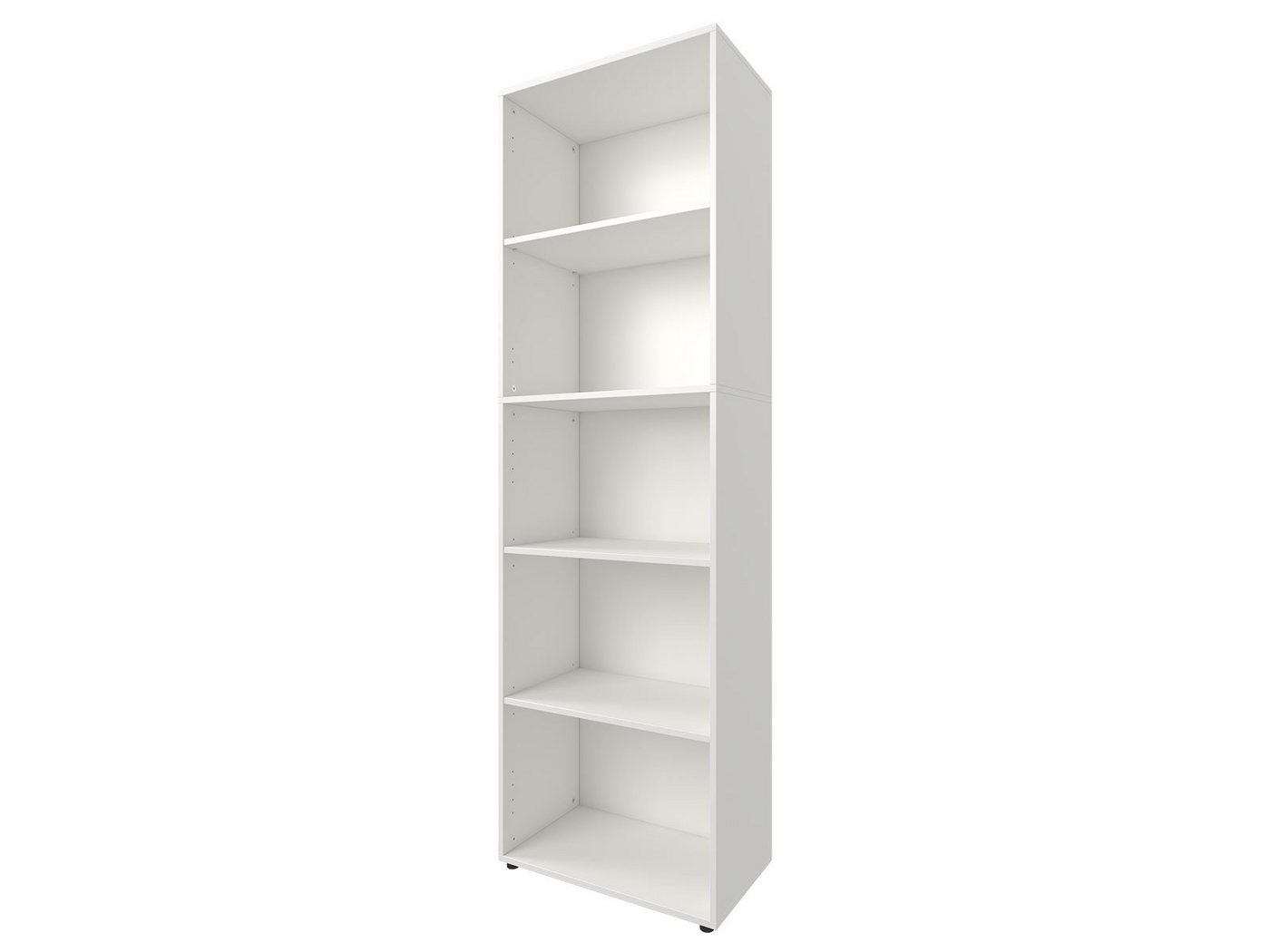 möbelando Aktenschrank Trio 5 zeitloses Regal aus Spanplatte in weiß mit 3 höhenverstellbaren Einlegeboden. Breite 57 cm, Höhe 186,5 cm, Tiefe 33 cm - Made in Germany von möbelando