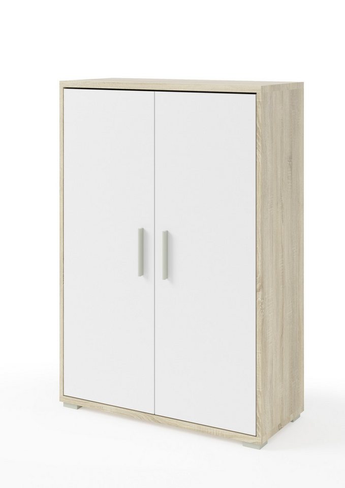 Bega Consult Aktenschrank in Sonoma/Eiche mit Absatz weiß mit 2 Türen und 3 Fächern (BxHxT: 79,1x114x35 cm) von Bega Consult