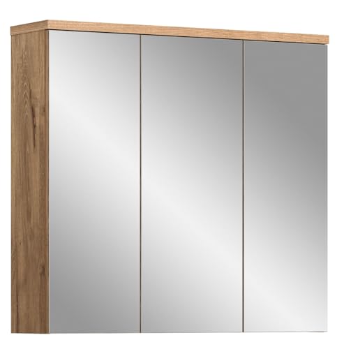 möbelando Badezimmerspiegelschrank >Grado< in nox Oak/Spiegel - 80x75x20cm (BxHxT) von möbelando