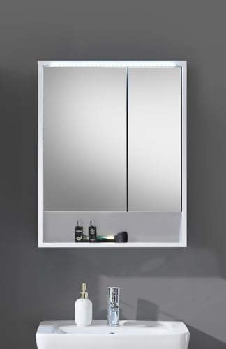 möbelando Badezimmerspiegelschrank >Lucera< in Weiß aus Glas - 60x75x20cm (BxHxT) von möbelando