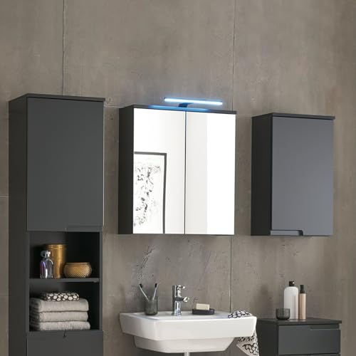 möbelando Badezimmerspiegelschrank >Spice< in Schwarz matt - 60x67x20 (BxHxT) von möbelando