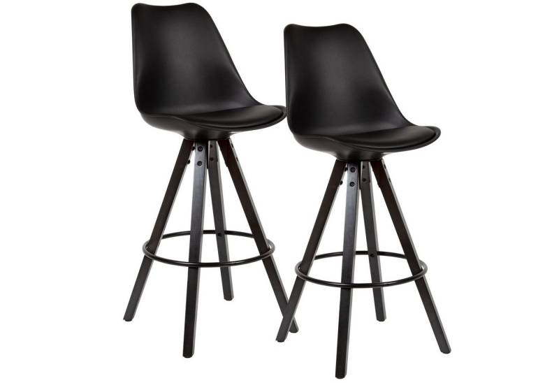 möbelando Barhocker 2er Set Barhocker Schwarz Kunstleder / Massivholz, Design Barstuhl (2er Set), 53 x 113 x 49 cm (B/H/L) von möbelando
