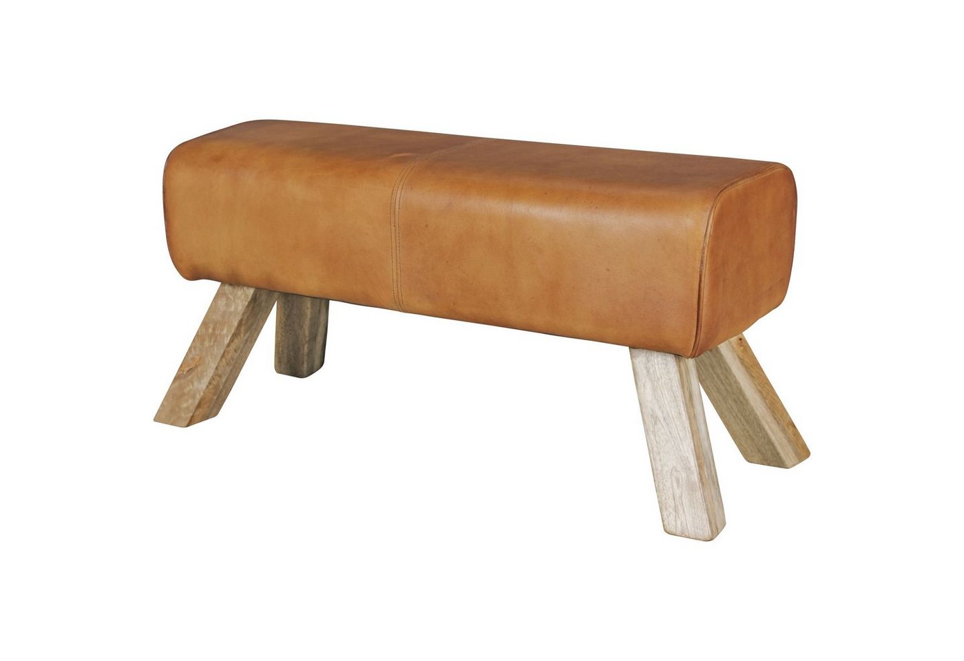 möbelando Sitzhocker Design Sitzhocker WL5.105 Holz 90x30x43 cm Leder, Design Sitzhocker WL5.105 Holz 90x30x43 cm Leder Modern Springbock, Lederhocker mit Holzbeinen, Massivholz Hocker mit Leder, Springbock Turnbank Gepolstert, Garderobenbank Echtes Leder von möbelando